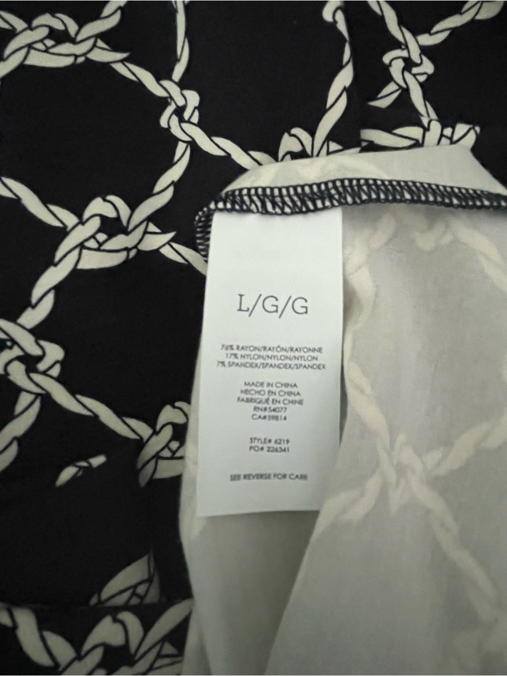 CAbi Cruise Dress Navy and White V-Neck Rope Print A-Line Dress - Picture 6 of 6